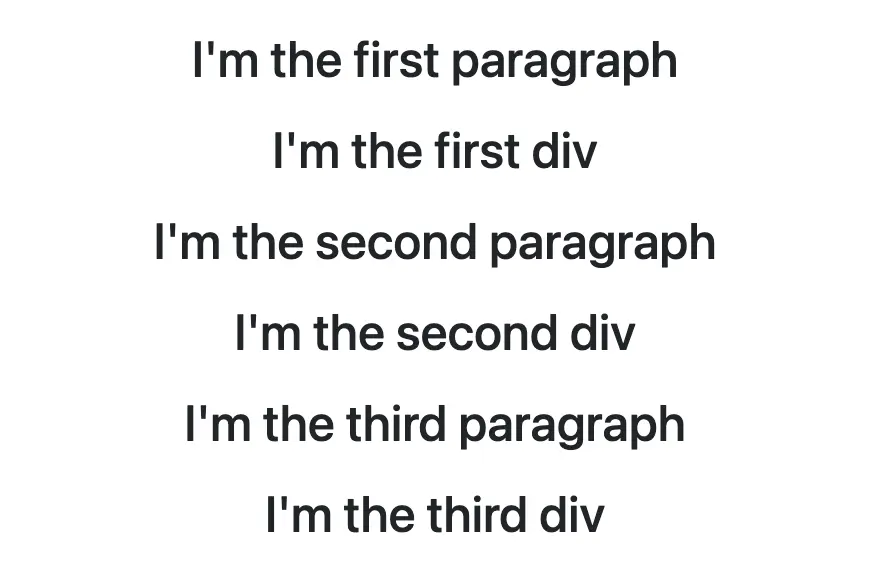 CSS nth child VS nth of type selectors. This image shows <p> and <div> as children inside a <section> element