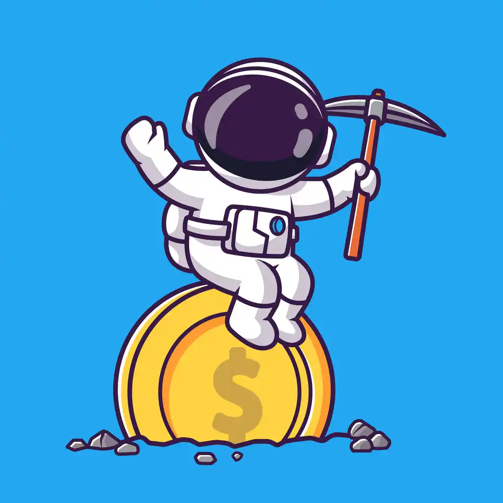 Astronaut sitting on coin